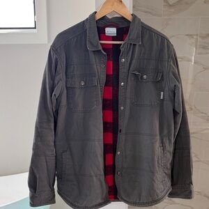 Columbia Men's Charcoal Jacket with Red Buffalo Plaid Lining